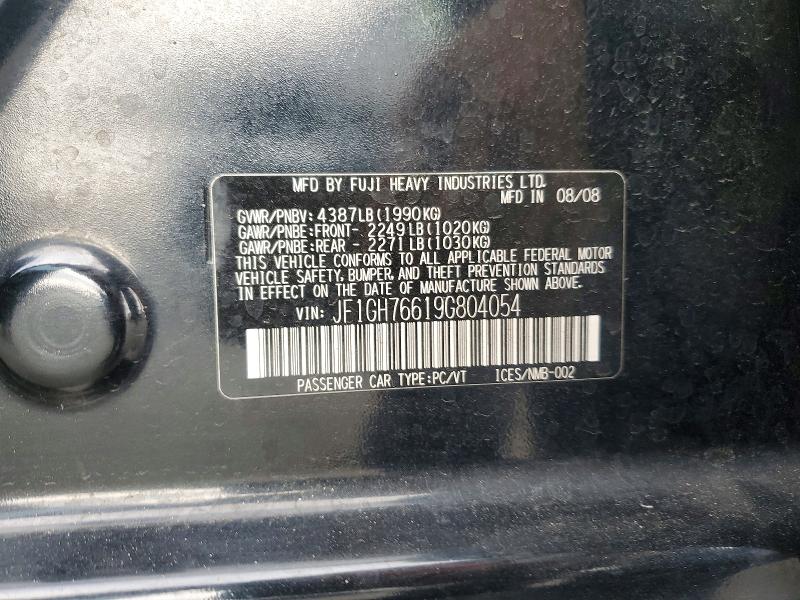 Продаж на аукціоні авто 2009 Subaru Impreza, vin: JF1GH76619G804054, номер лоту: 60222146