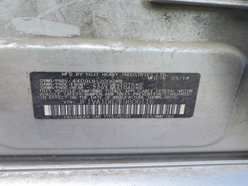 Продаж на аукціоні авто 2015 Subaru Wrx, vin: JF1VA1D62F9806116, номер лоту: 61000146