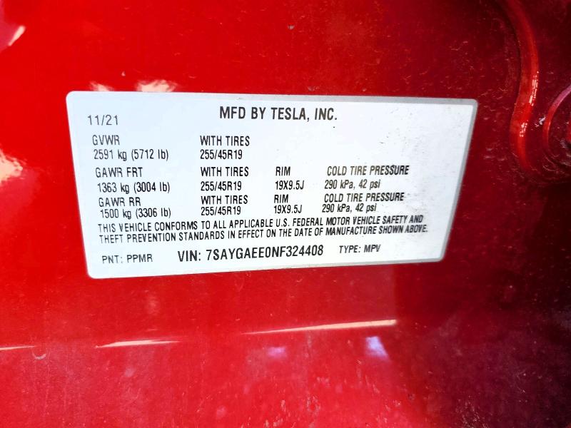 Aukcja sprzedaży 2022 Tesla Model Y, vin: 7SAYGAEE0NF324408, numer aukcji: 63046756