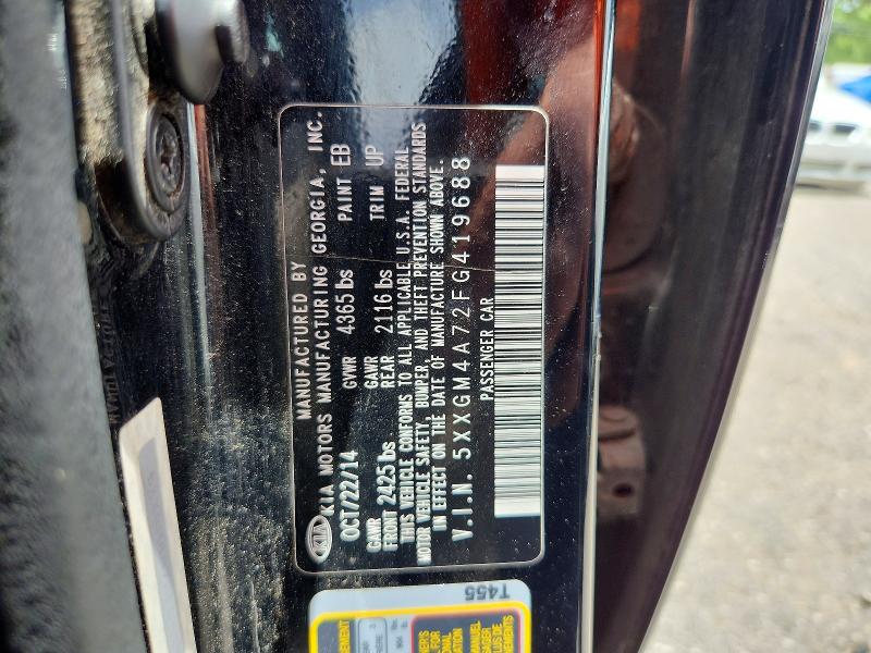60886106 :رقم المزاد ، 5XXGM4A72FG419688 vin ، 2015 Kia Optima مزاد بيع