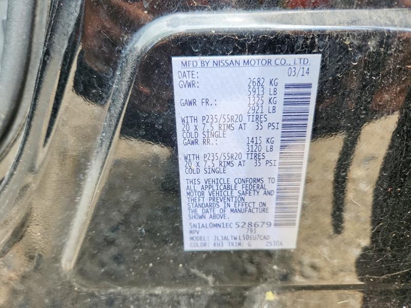 61893636 :رقم المزاد ، 5N1AL0MN1EC528679 vin ، 2014 Infiniti Qx60 مزاد بيع