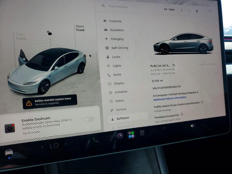 2024 Tesla Model 3 მანქანა იყიდება აუქციონზე, vin: 5YJ3E1EB5RF800774, აუქციონის ნომერი: 61171596