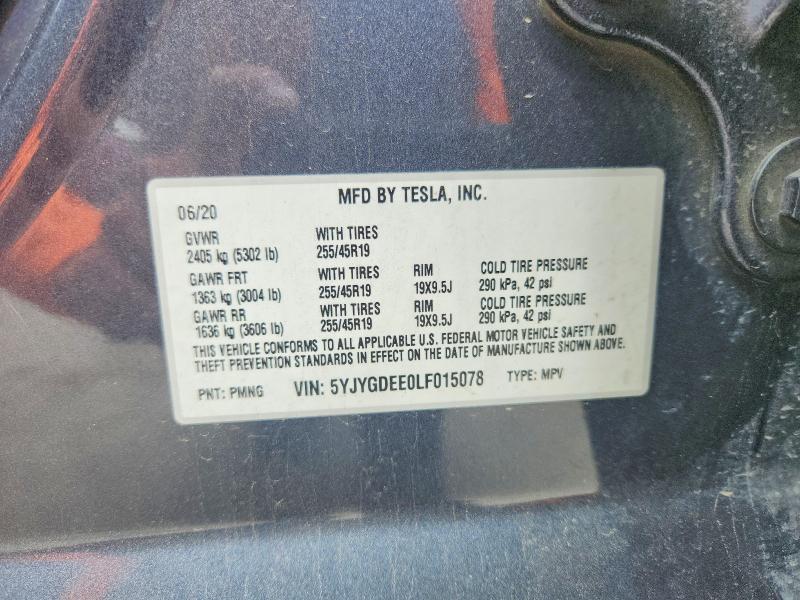 Aukcja sprzedaży 2020 Tesla Model Y, vin: 5YJYGDEE0LF015078, numer aukcji: 62343896