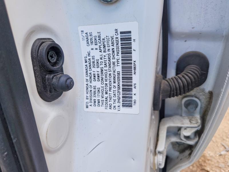 Продажа на аукционе авто 2019 Honda Civic, vin: 2HGFC2F66KH509583, номер лота: 59338616