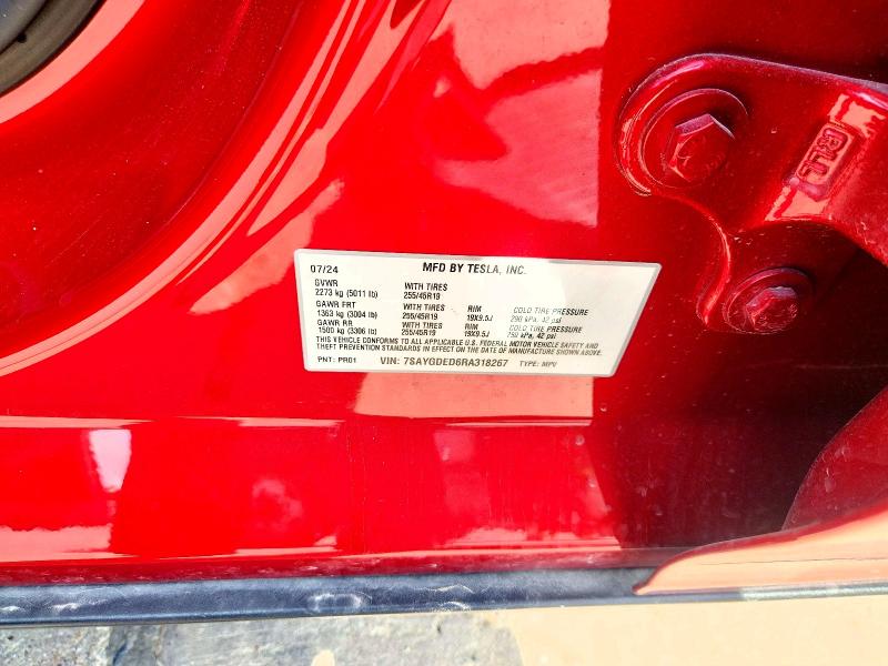 61634546 :رقم المزاد ، 7SAYGDED6RA318267 vin ، 2024 Tesla Model Y مزاد بيع