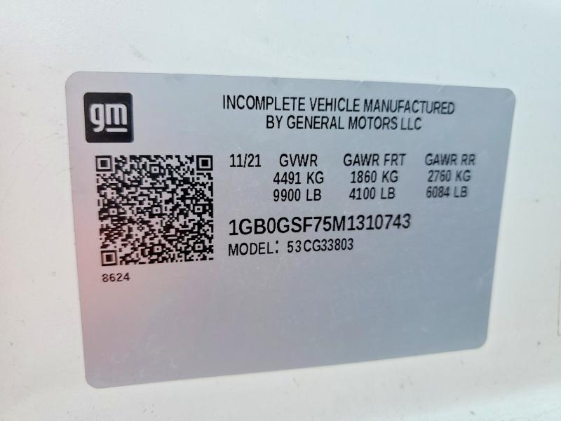 61188406 :رقم المزاد ، 1GB0GSF75M1310743 vin ، 2021 Chevrolet Express G3500 مزاد بيع