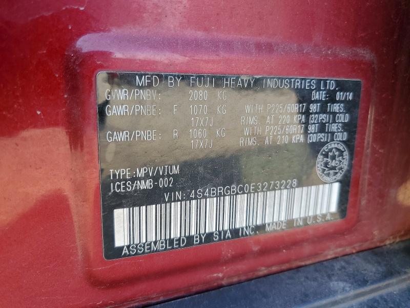 Продажа на аукционе авто 2014 Subaru Outback, vin: 4S4BRGBC0E3273228, номер лота: 62534826