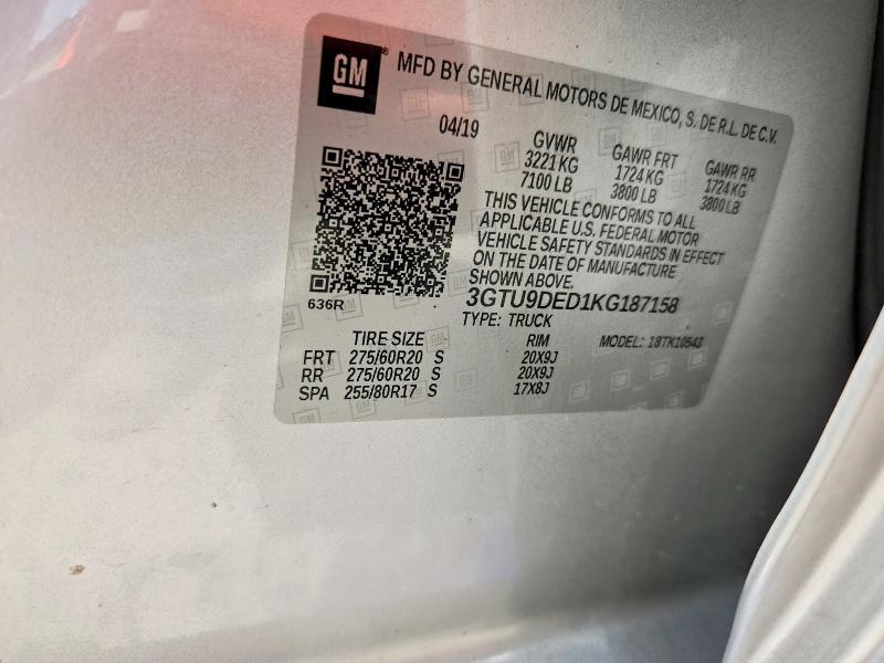 Продажа на аукционе авто 2019 Gmc Sierra, vin: 3GTU9DED1KG187158, номер лота: 63293156
