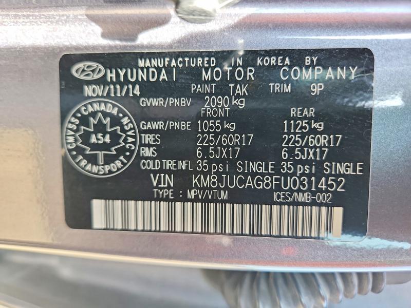 Продажа на аукционе авто 2015 Hyundai Tucson, vin: KM8JUCAG8FU031452, номер лота: 59129626