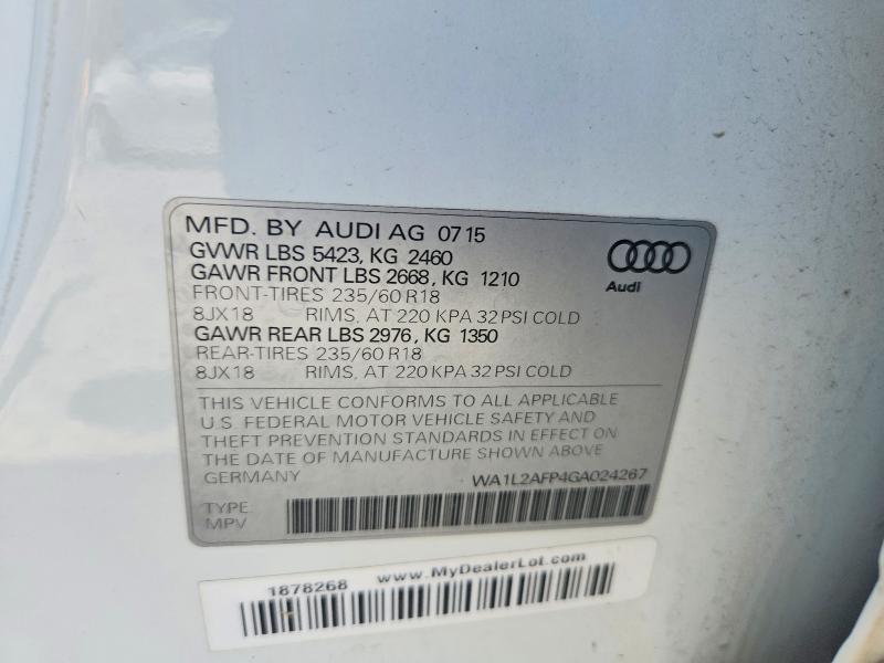 Продаж на аукціоні авто 2016 Audi Q5, vin: WA1L2AFP4GA024267, номер лоту: 58983366