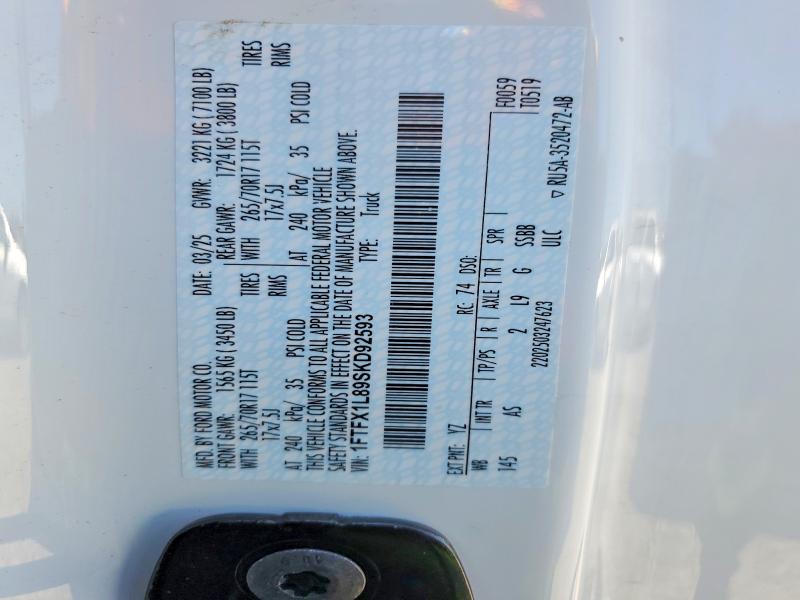 Aukcja sprzedaży 2025 Ford F150, vin: 1FTFX1L89SKD92593, numer aukcji: 59846436