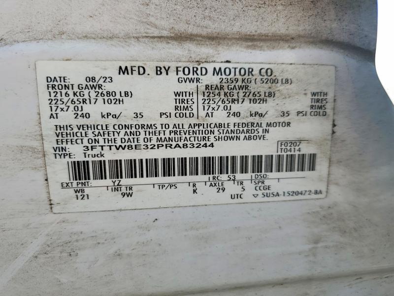 2023 Ford Maverick მანქანა იყიდება აუქციონზე, vin: 3FTTW8E32PRA83244, აუქციონის ნომერი: 59691476