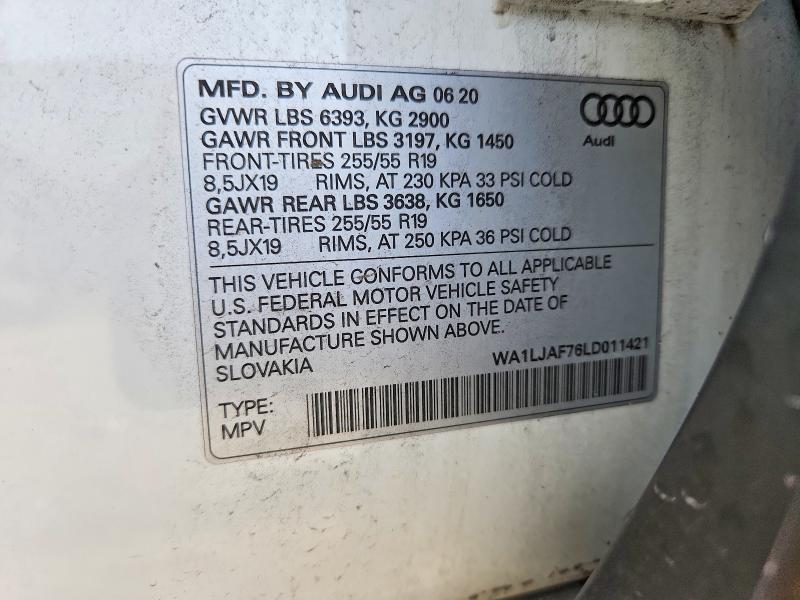Aukcja sprzedaży 2020 Audi Q7, vin: WA1LJAF76LD011421, numer aukcji: 60974486