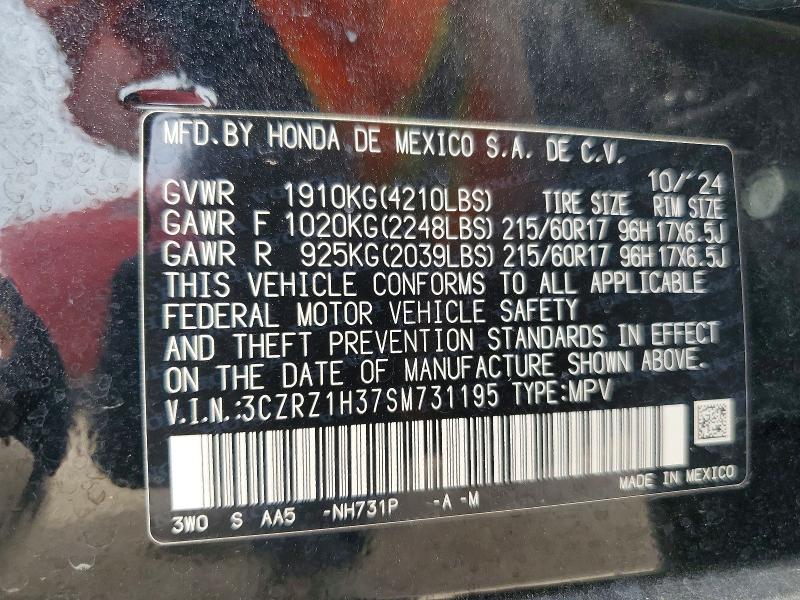 62455176 :رقم المزاد ، 3CZRZ1H37SM731195 vin ، 2025 Honda Hr-v مزاد بيع