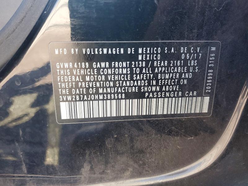 Продаж на аукціоні авто 2017 Volkswagen Jetta, vin: 3VW2B7AJ0HM389568, номер лоту: 61367186
