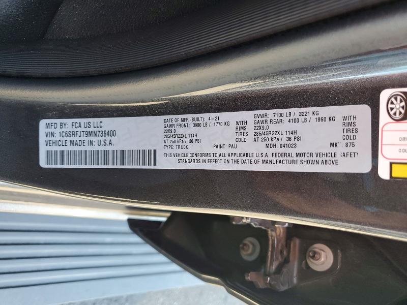 Продаж на аукціоні авто 2021 Ram 1500, vin: 1C6SRFJT9MN736400, номер лоту: 62307516