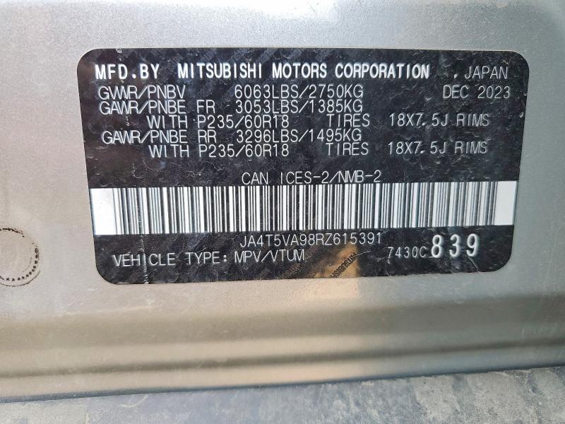 2024 Mitsubishi Outlander მანქანა იყიდება აუქციონზე, vin: JA4T5VA98RZ615391, აუქციონის ნომერი: 63523406