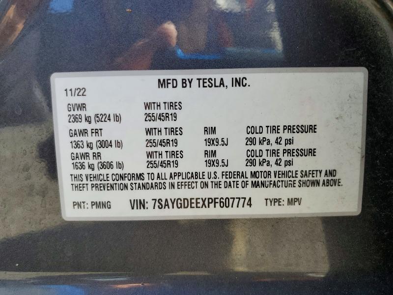 Продажа на аукционе авто 2023 Tesla Model Y, vin: 7SAYGDEEXPF607774, номер лота: 59974676
