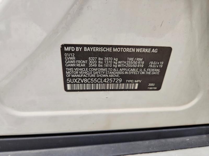 61424786 :رقم المزاد ، 5UXZV8C55CL425729 vin ، 2012 Bmw X5 مزاد بيع