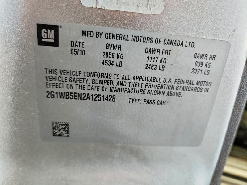 63198476 :رقم المزاد ، 2G1WB5EN2A1251428 vin ، 2010 Chevrolet Impala مزاد بيع
