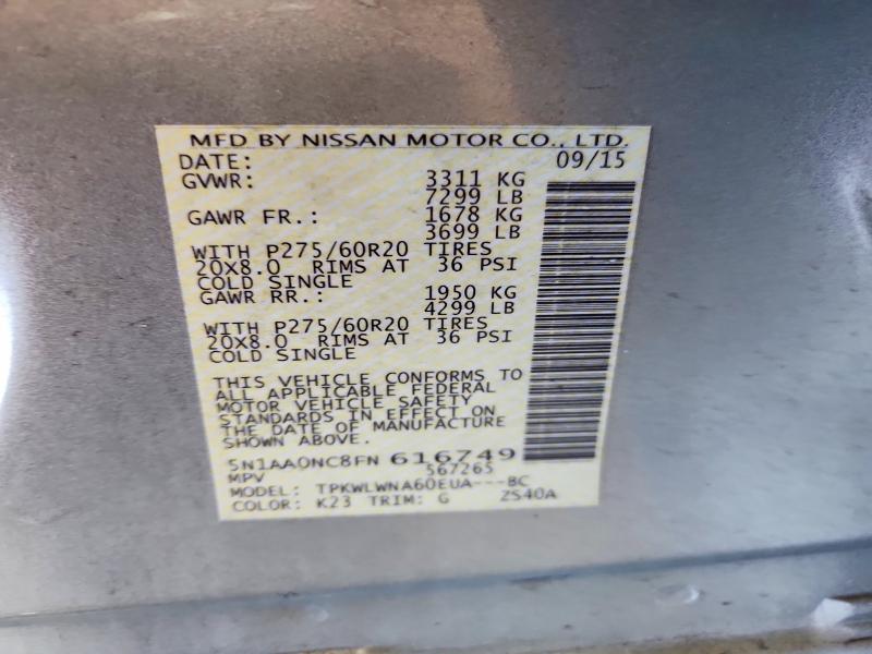 Продажа на аукционе авто 2015 Nissan Armada, vin: 5N1AA0NC8FN616749, номер лота: 61242406