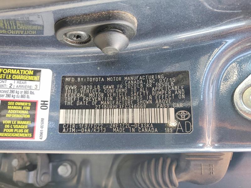 Aukcja sprzedaży 2015 Toyota Corolla, vin: 2T1BURHEXFC346668, numer aukcji: 61443856