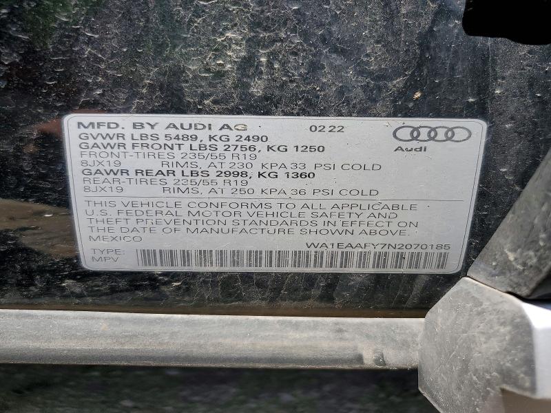 Aukcja sprzedaży 2022 Audi Q5, vin: WA1EAAFY7N2070185, numer aukcji: 60157506