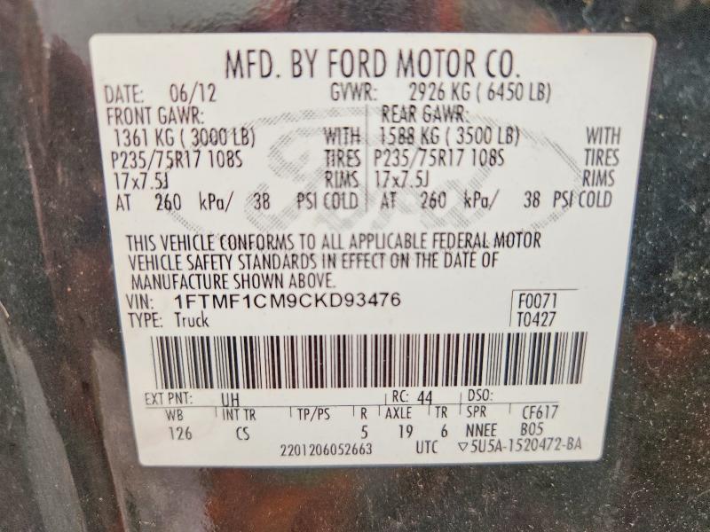 Aukcja sprzedaży 2012 Ford F150, vin: 1FTMF1CM9CKD93476, numer aukcji: 60691146
