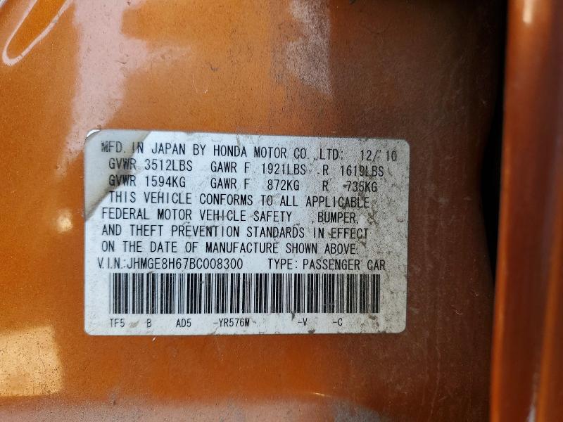 Aukcja sprzedaży 2011 Honda Fit, vin: JHMGE8H67BC008300, numer aukcji: 58290746