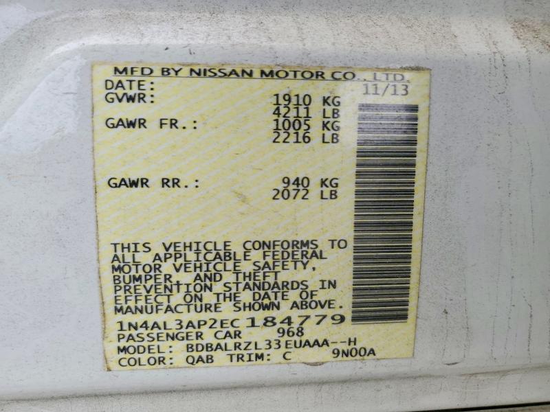 Продажа на аукционе авто 2014 Nissan Altima, vin: 1N4AL3AP2EC184779, номер лота: 61002556