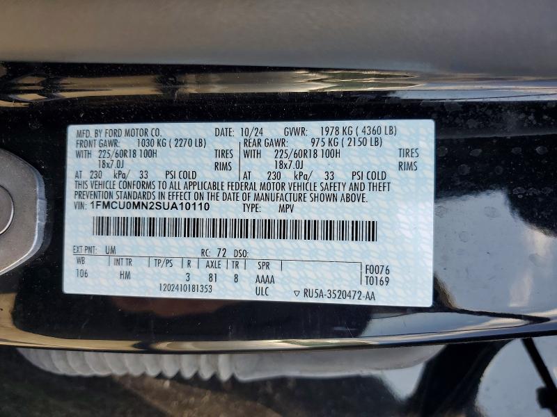 Продаж на аукціоні авто 2025 Ford Escape, vin: 1FMCU0MN2SUA10110, номер лоту: 61801066