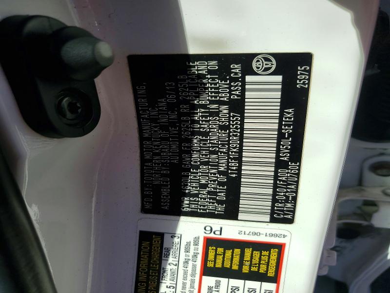 61622526 :رقم المزاد ، 4T4BF1FK9DR325557 vin ، 2013 Toyota Camry مزاد بيع