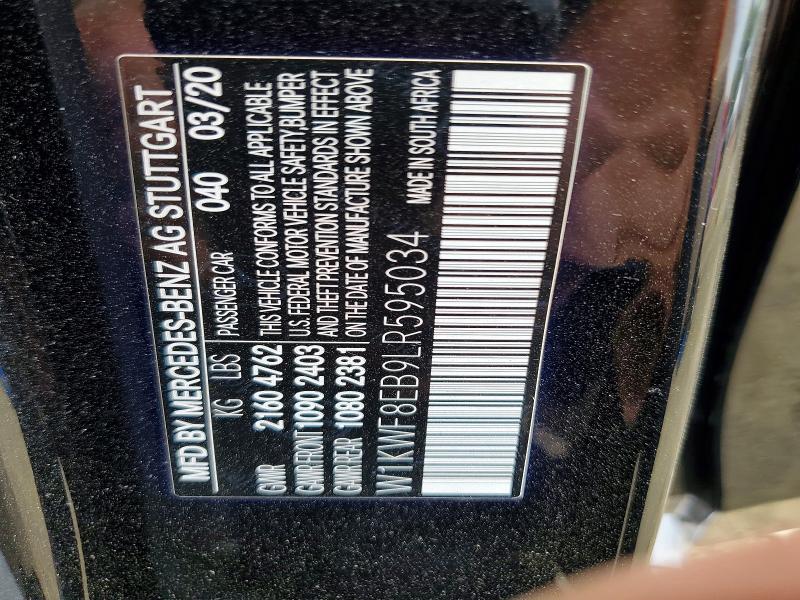 Aukcja sprzedaży 2020 Mercedes-benz C, vin: W1KWF8EB9LR595034, numer aukcji: 63037666