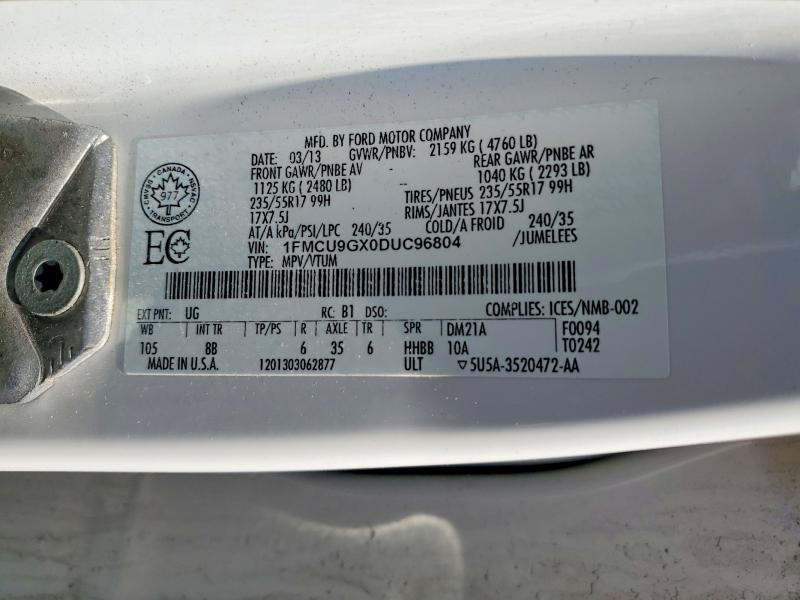 Продаж на аукціоні авто 2013 Ford Escape, vin: 1FMCU9GX0DUC96804, номер лоту: 62763836