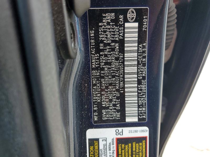 Aukcja sprzedaży 2016 Toyota Camry, vin: 4T1BK1FK3GU571787, numer aukcji: 62927636