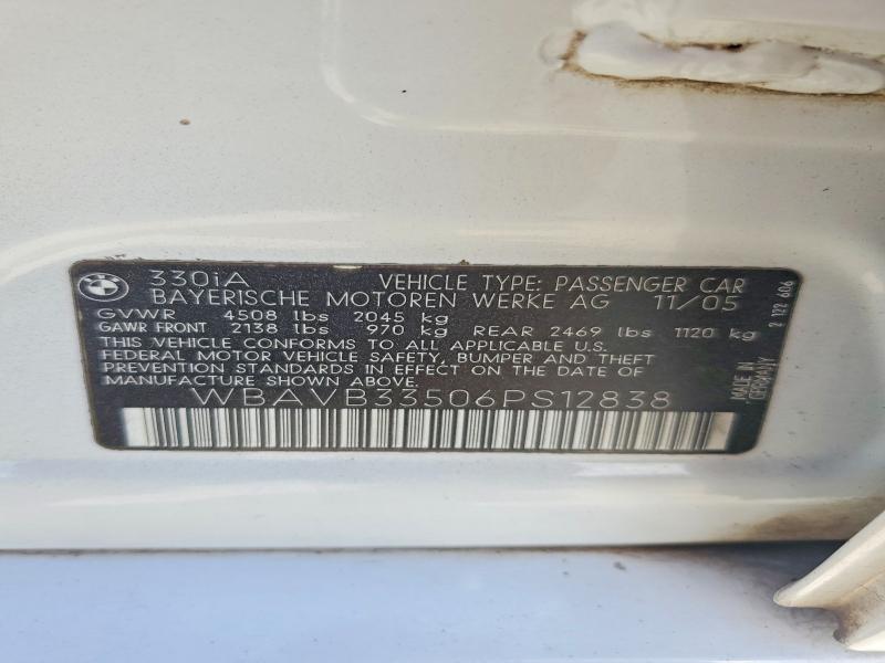 60699206 :رقم المزاد ، WBAVB33506PS12838 vin ، 2006 Bmw 330 مزاد بيع