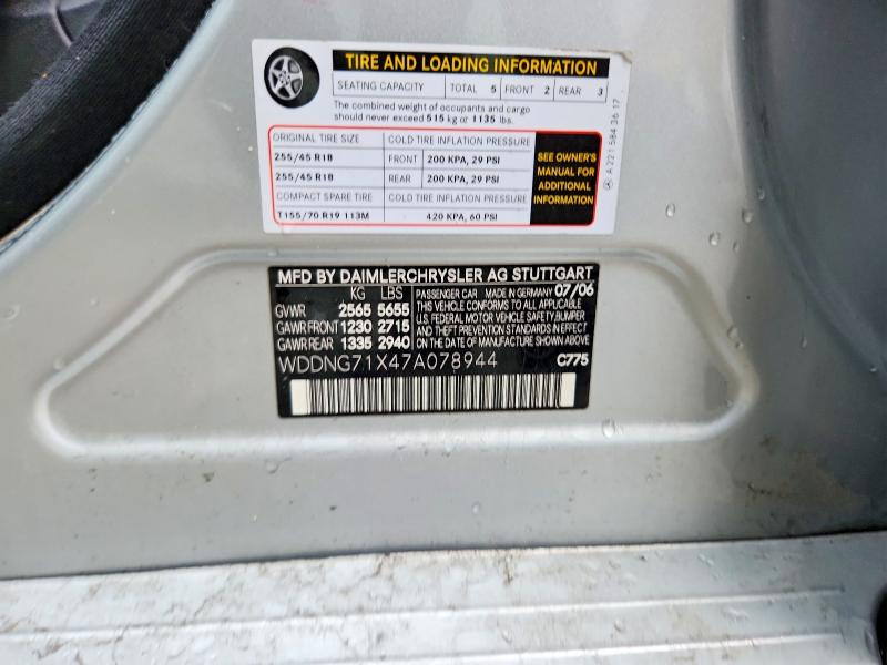 Aukcja sprzedaży 2007 Mercedes-benz S, vin: WDDNG71X47A078944, numer aukcji: 62316596