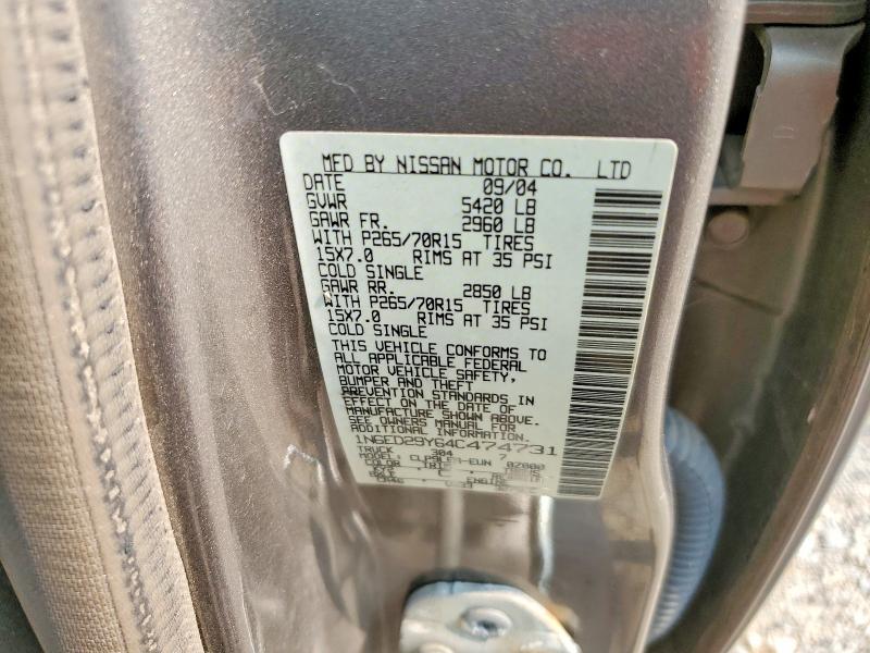 Aukcja sprzedaży 2004 Nissan Frontier, vin: 1N6ED29Y64C474731, numer aukcji: 60446936