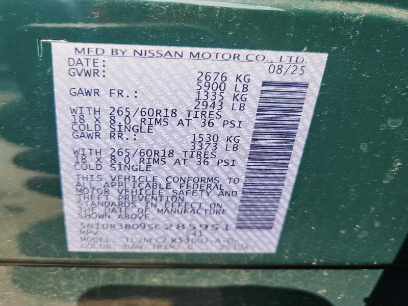 Продажа на аукционе авто 2025 Nissan Pathfinder, vin: 5N1DR3BD9SC285951, номер лота: 62591266