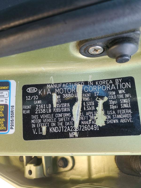 Aukcja sprzedaży 2011 Kia Soul, vin: KNDJT2A23B7260491, numer aukcji: 60775046