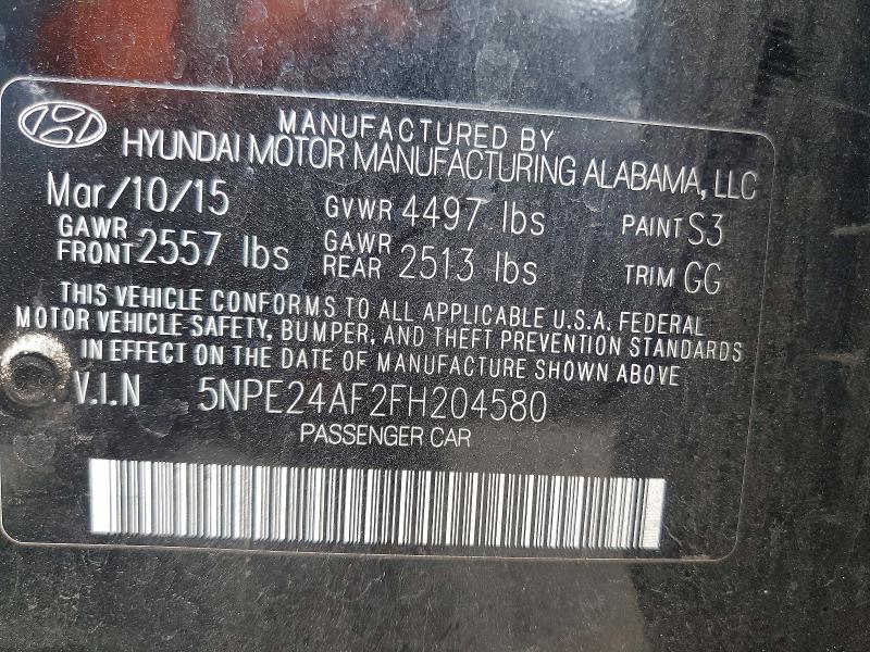 2015 Hyundai Sonata მანქანა იყიდება აუქციონზე, vin: 5NPE24AF2FH204580, აუქციონის ნომერი: 60461126
