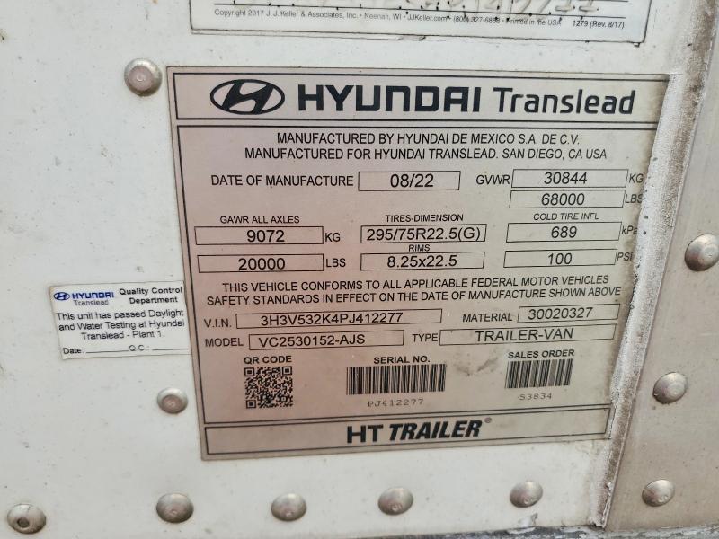 Продажа на аукционе авто 2023 Hyun Trailer, vin: 3H3V532K4PJ412277, номер лота: 61682296