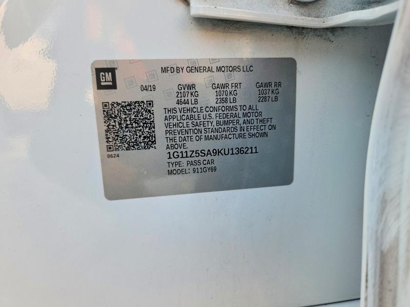 Продажа на аукционе авто 2019 Chevrolet Impala, vin: 1G11Z5SA9KU136211, номер лота: 63048746