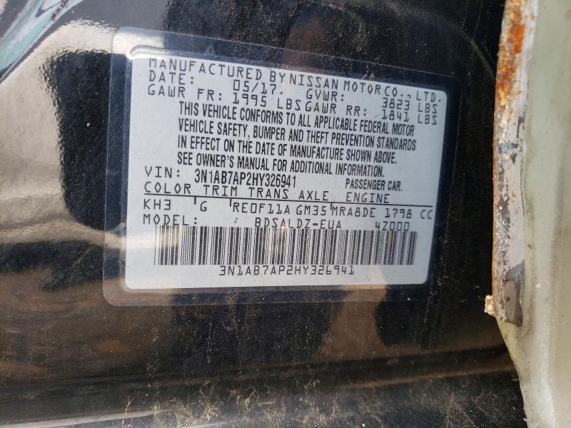 Продажа на аукционе авто 2017 Nissan Sentra, vin: 3N1AB7AP2HY326941, номер лота: 60883366