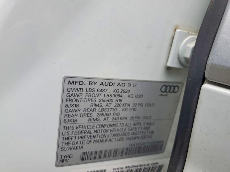 2018 Audi Q7 მანქანა იყიდება აუქციონზე, vin: WA1AHAF77JD019995, აუქციონის ნომერი: 60636266