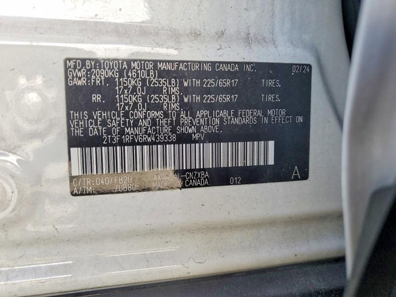 60286996 :رقم المزاد ، 2T3F1RFV6RW439338 vin ، 2024 Toyota Rav4 مزاد بيع