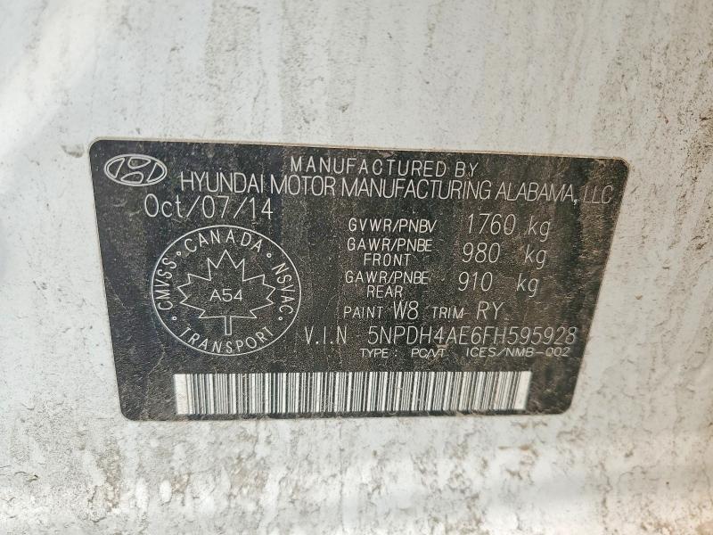 2015 Hyundai Elantra მანქანა იყიდება აუქციონზე, vin: 5NPDH4AE6FH595928, აუქციონის ნომერი: 85612055