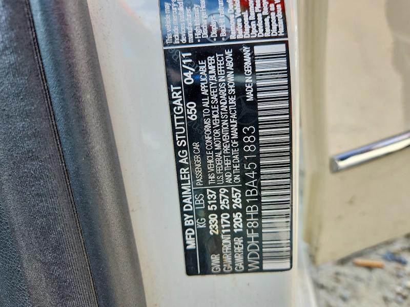 61917476 :رقم المزاد ، WDDHF8HB1BA451883 vin ، 2011 Mercedes-benz E مزاد بيع