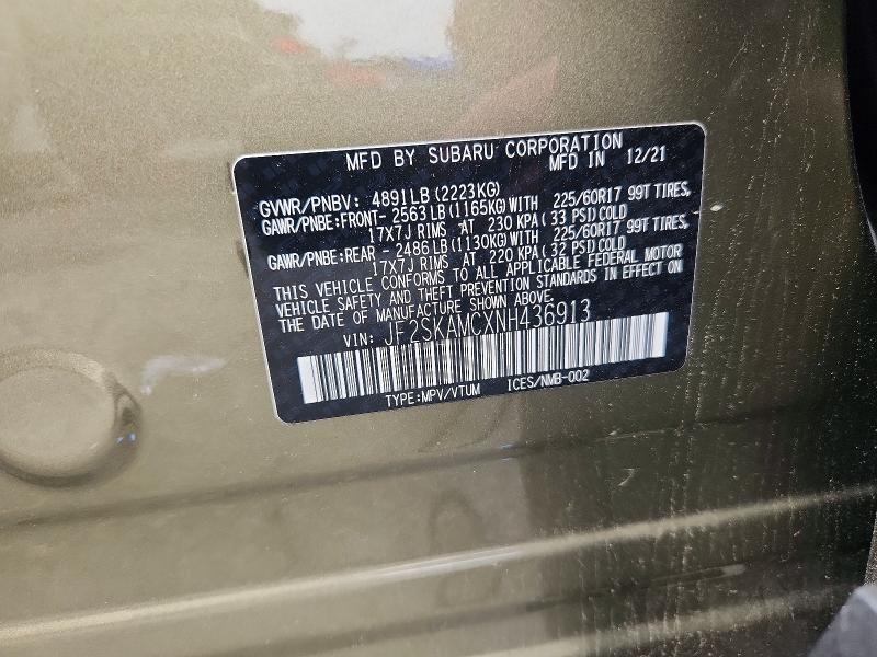 Aukcja sprzedaży 2022 Subaru Forester, vin: JF2SKAMCXNH436913, numer aukcji: 61740106