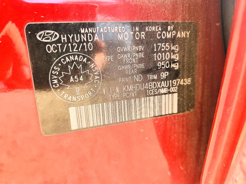 Продаж на аукціоні авто 2010 Hyundai Elantra, vin: KMHDU4BDXAU197438, номер лоту: 61190136